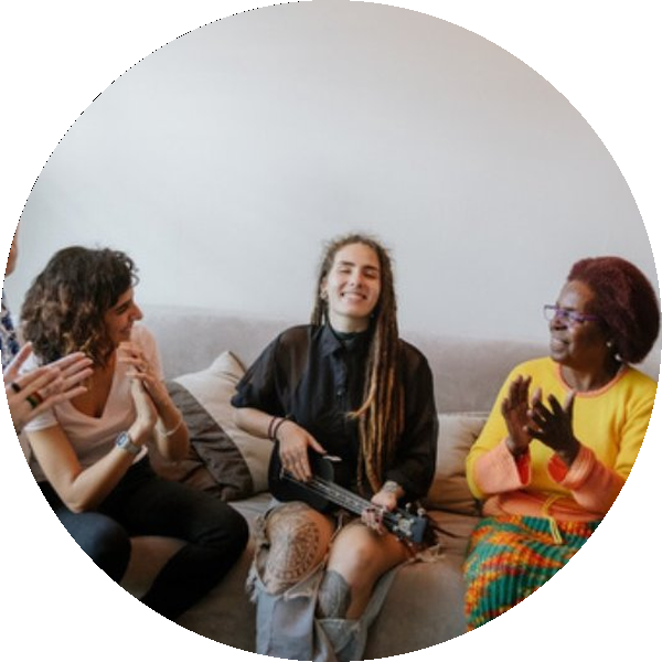 Community members in conversation