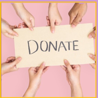 Hands holding a donate sign